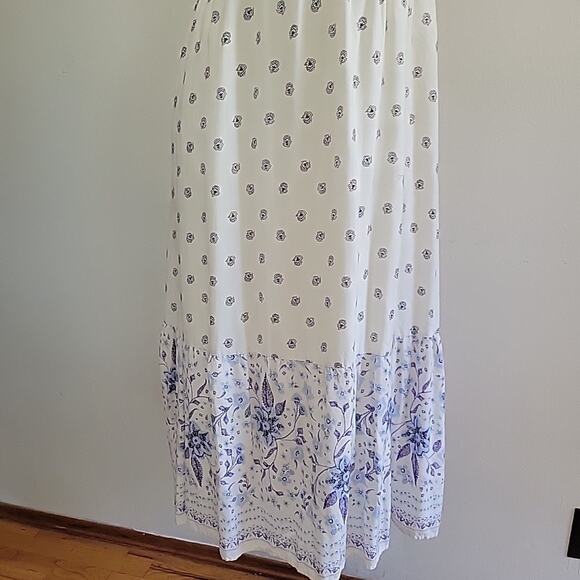 Old Navy Floral Fit Flare Midi Dress Sleeveless Self Tie Keyhole Boho Cottage - Picture 7 of 10